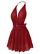 1950s Lace Mesh Deep V-Neck Halter Nightgown