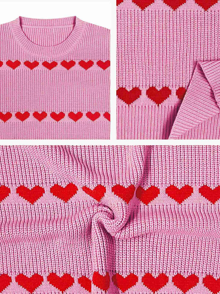 1940s Valentine's Day Heart Knitted Sweater