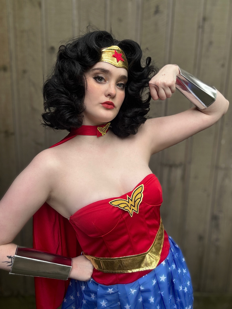 Multicolor 1980s Wonder Woman Complete Halloween Cosplay Costume