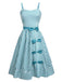 [US Warehouse] Turquoise 1950s Stripes Romper & Skirt