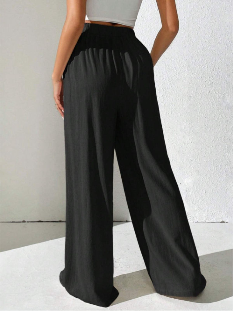 1930s Solid Cross Pleated Straight Pants