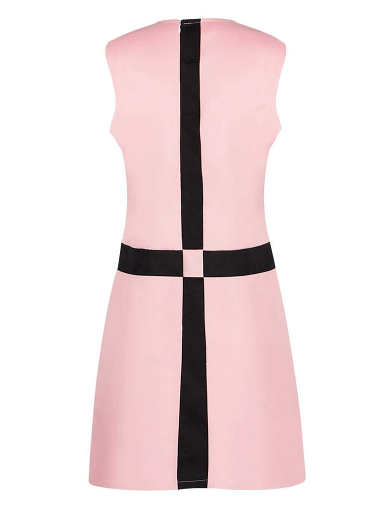 Pink 1960s The Queen’s Gambit Costume Sleeveless Dress