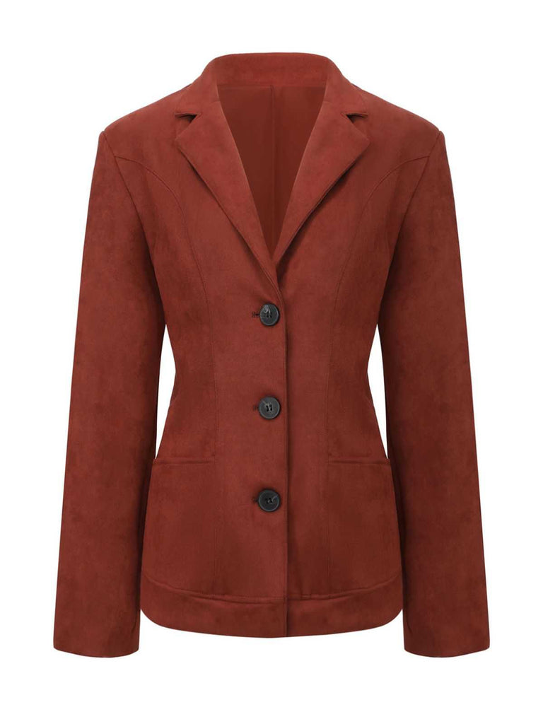 1940s Lapel Suede Pocket Blazer