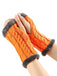 Winter Faux Fur Trim Knit Fingerless Gloves