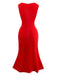Red 1960s Ruffle Hem Asymmetric Sleeveless Dress