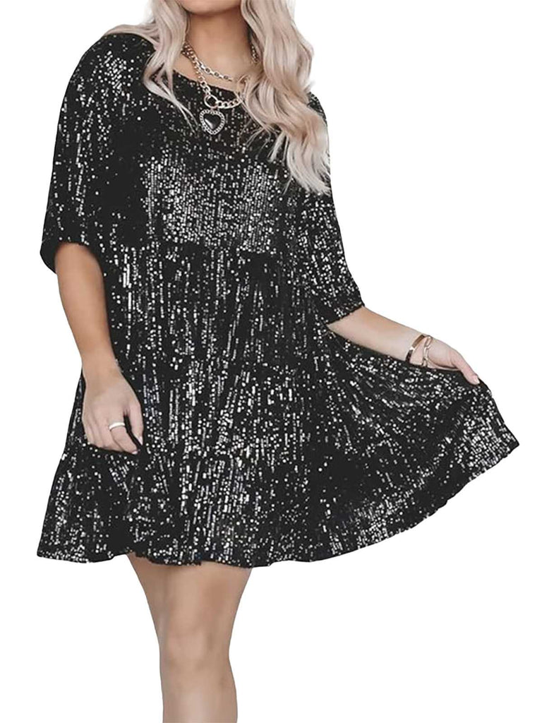 1960s Sequin Tiered Babydoll Dress
