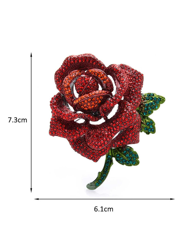 Vintage Rhinestones Rose Brooch