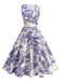 1950s Porcelain Landscape Sleeveless Belted Dress