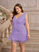 [Plus Size] Purple 1920s Sleeveless Fringe Dress