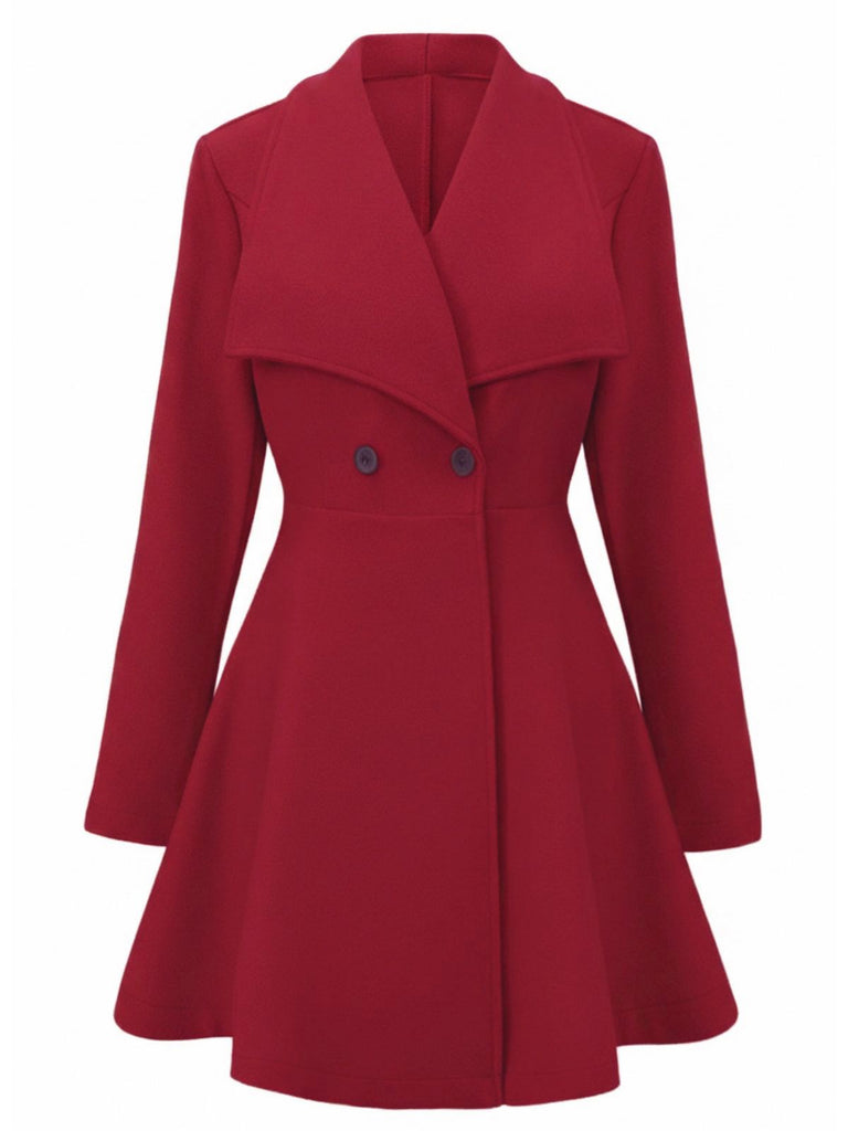 1940s Lapel Solid Tailored Coat