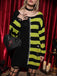 1980s Halloween Lace-Up Striped Distressed Knit Sweater