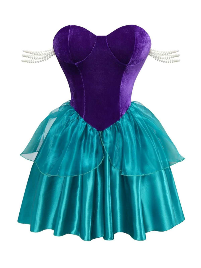 1950s Mermaid Princess Ariel Costume Dress With Crown