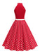 1950s Bow Tie Neck Polka Dot Belted Dress