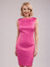 Rose Red 1960s Satin Solid Pencil Dress