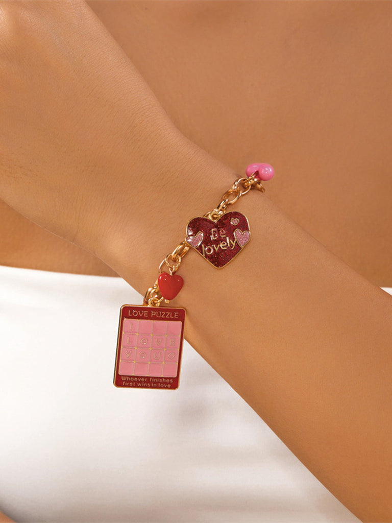 Valentine's Day Heart Rose Love Pendant Bracelet