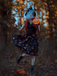 Black 1950s Halloween Pumpkin Patchwork Dress