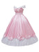 Pink 1950s Off-Shoulder Pleated Satin Bow Princess Dress