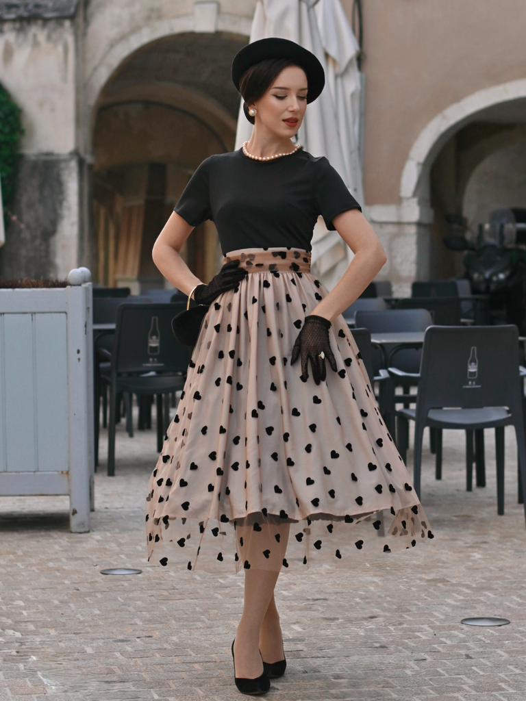 Black 1950s Polka Dot Swing Vintage Dress
