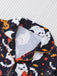 Black 1950s Halloween Print Notched Collar Pajama Set