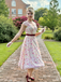 Pink 1950s Floral Sweetheart Neck Bow Dress