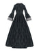 Black 1950s Gothic Victorian Lace Bell Sleeves Dress