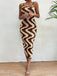 Beige 1970s Boho Irregular Print Knit Dress