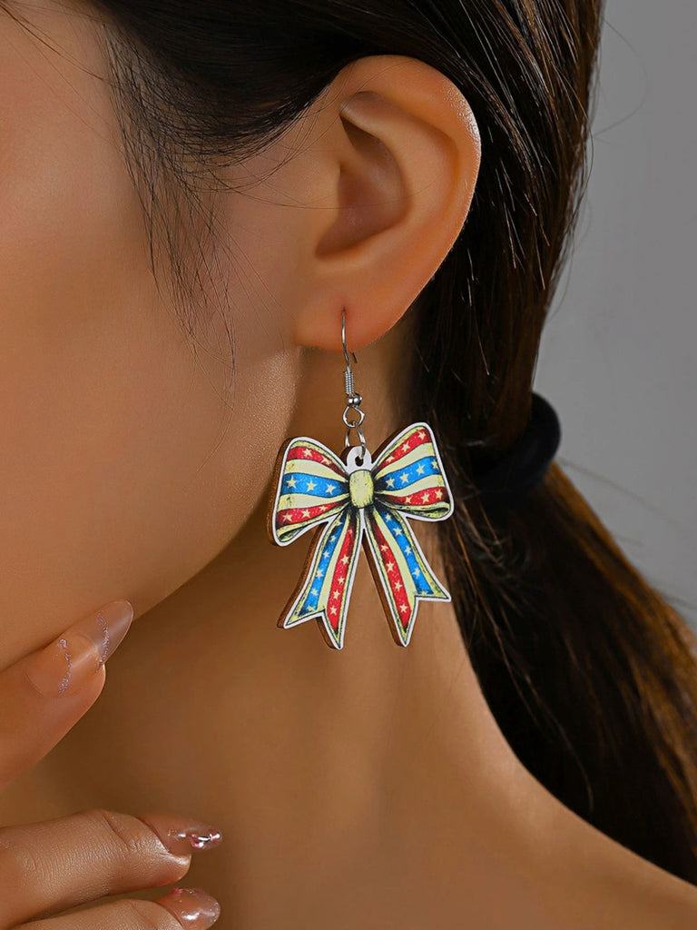 Vintage Multicolor Bow Star Earring