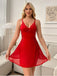 Red 1950s V-Neck Lace Slip Nightgown