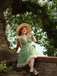 Green 1950s Daisy Mesh Swing Dress