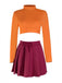 2PCS Orange & Red 1960s Velma Top & Skirt