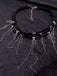 Gothic Fringe Cross Charms Layered Bead Necklace