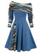 1950s Plaid Patchwork Lace-Up Off-Shoulder Dress