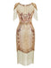1920s Sequin Fringe Flapper V-Neck Dress