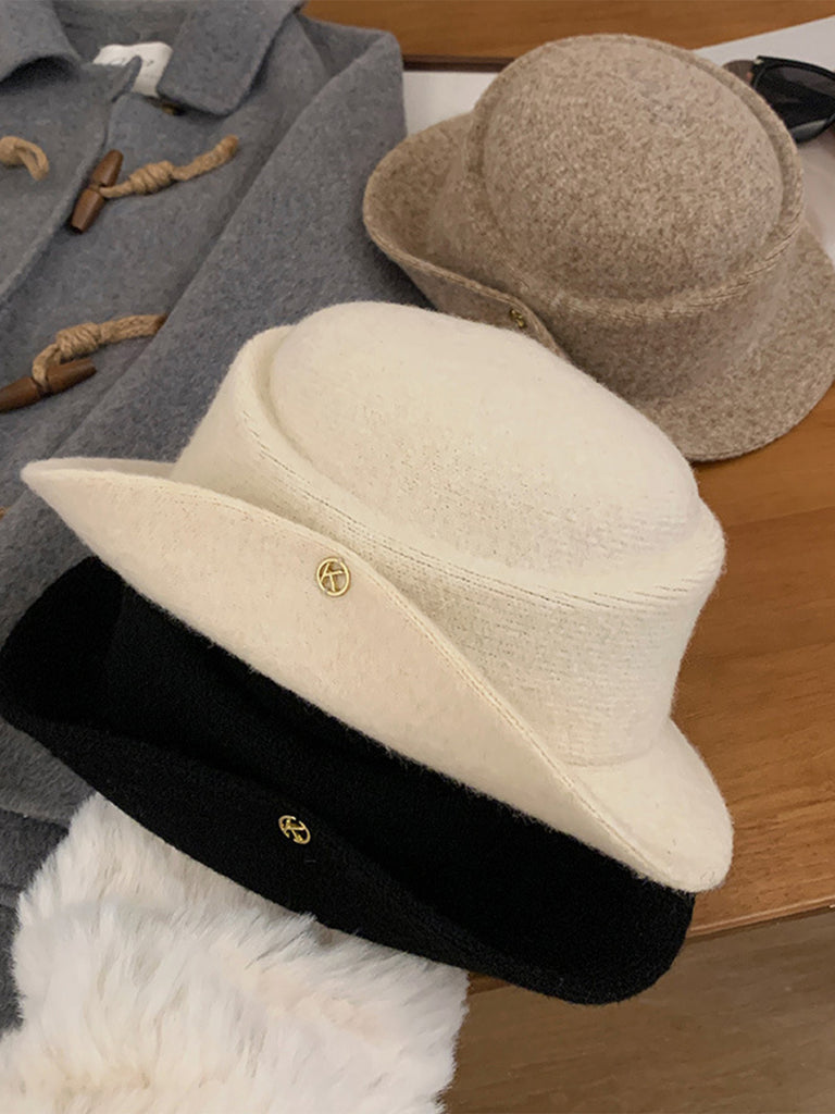 Vintage Hepburn Style Wool Flat-top Hat