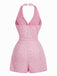 1960s Halter Pearl Button Solid Romper