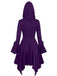 Purple 1980s Gothic Hooded Punk Long Jacket