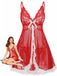 Red 1960s Lace Slip Nightgown Set
