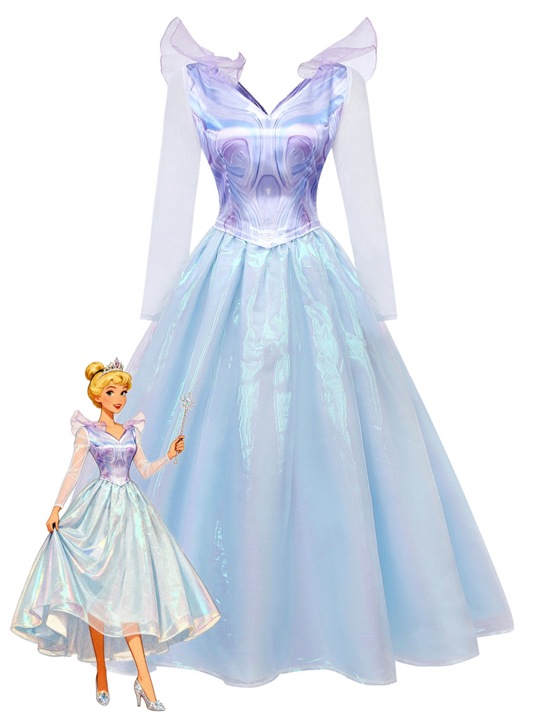 Blue 1950s Wicked Witch Mesh Dress