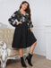 [Plus Size] Black 1950s V-Neck Loose Patchwork Dress