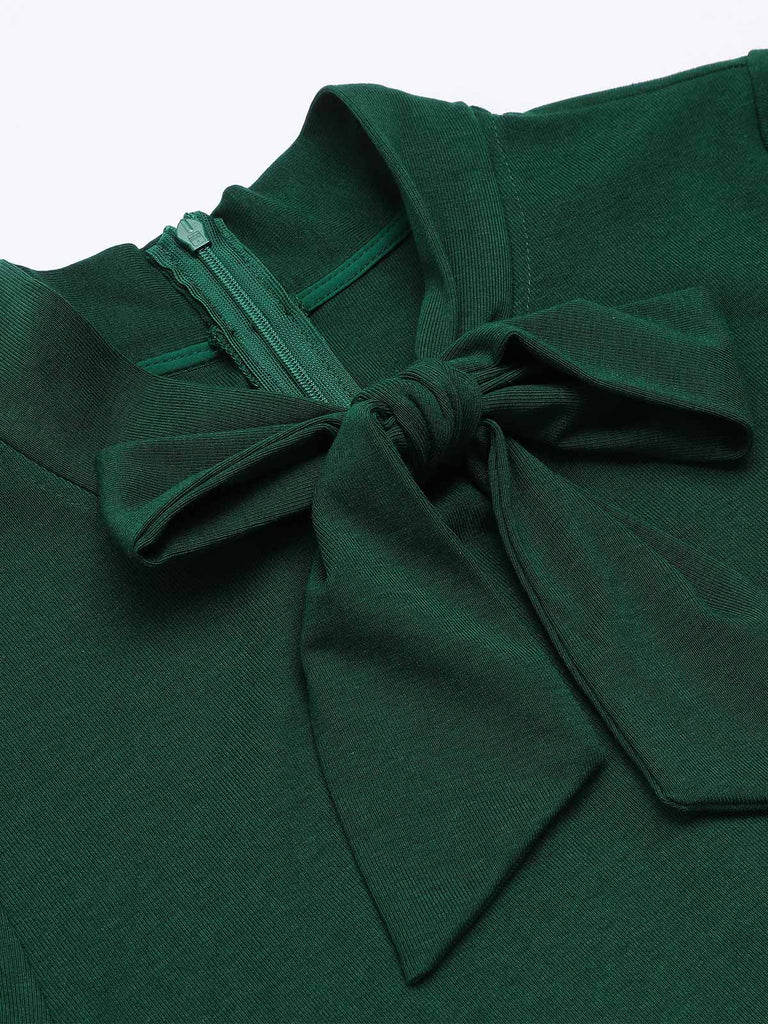 [Plus Size] Dark Green 1950s Plaid Knitting Dress