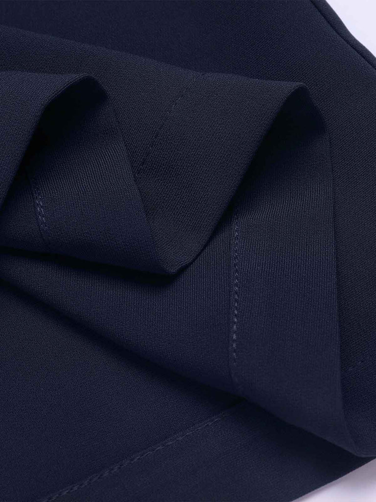 [US Warehouse] Navy Blue 1940s Flower Embroidery Jumpsuit