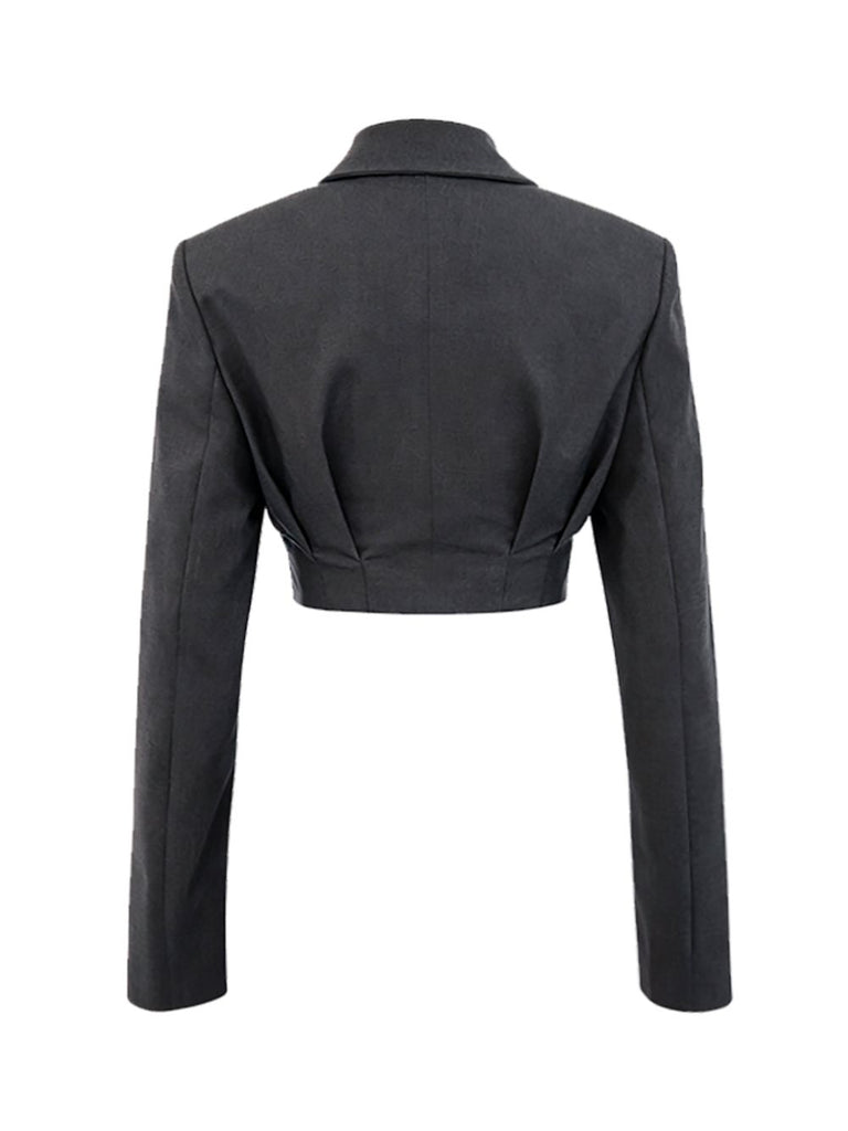 [Pre-Sale] Black 1950s Cropped Tailored Cinched Waist Blazer