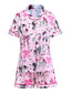 Dark Pink 1970s Halloween Boo Print Pajama Set