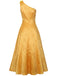 1950s One-Shoulder Jacquard Judy Cosplay Dress With 3D Floral Hairband