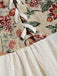 [Plus Size] Beige 1940s Floral Ruffle Sleeve Patchwork Dress