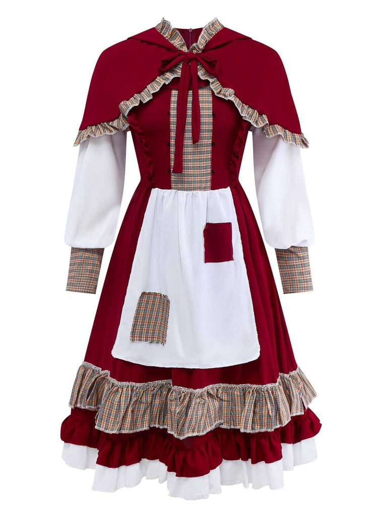 1950s Little Red Riding Halloween Costume Dress With Cape