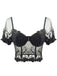Black 1970s Puff Sleeve Lace Corset Top