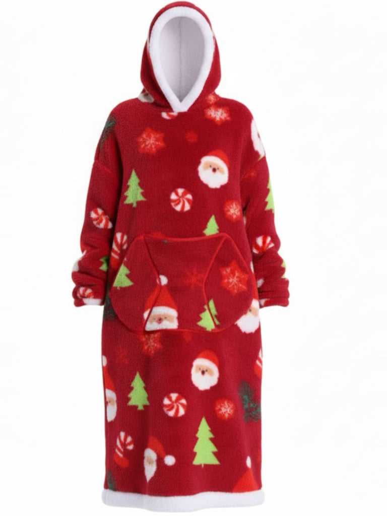 1970s Pumpkin Santas Snowman Blanket Hoodie Lougewear