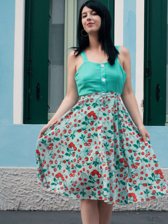 Green 1950s Romper & Cherry Skirt