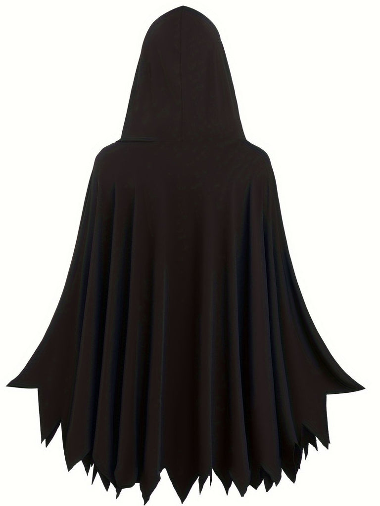 1970s Halloween Skeleton Bone Print Hooded Cape